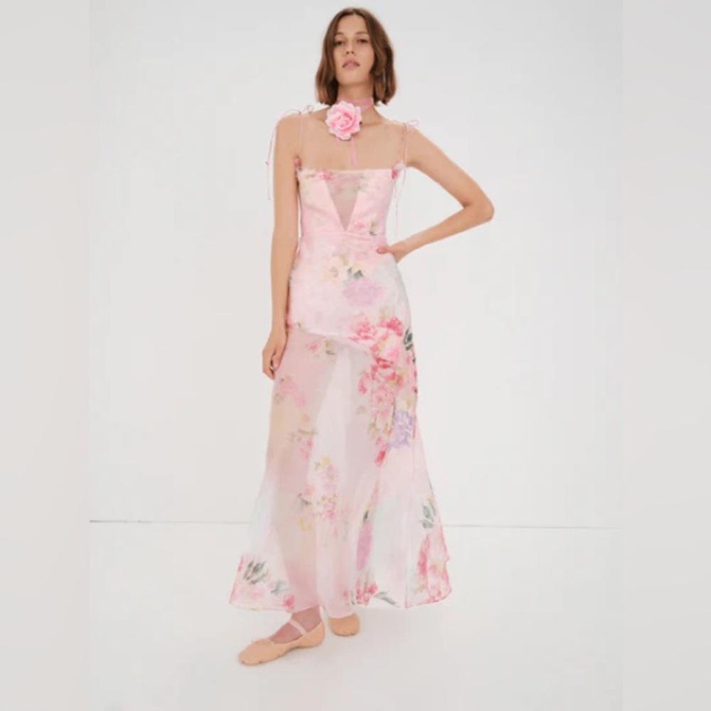 For Love and Lemons Lisa Pink Maxi Dress SMALL - Picture 6 of 12
